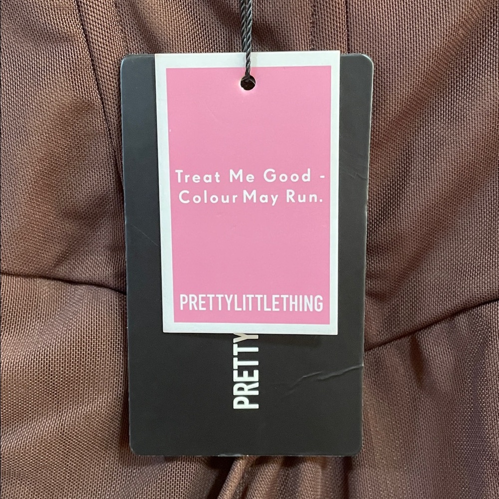 NWT Pretty Little Thing Chocolate Corset Chain Strap Bodycon Dress Size 4 - Picture 7 of 11